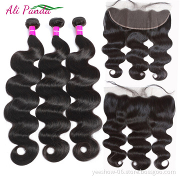 wholesale body wave bundles affordable with closure 12a grade frontal virgin human hair bundles